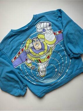 Disney Pixar Blue Buzz Lightyear and Woody Graphic Crewneck Sweatshirt